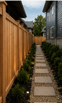Cedar privacy fence installation at residential property in Bentonville Arkansas